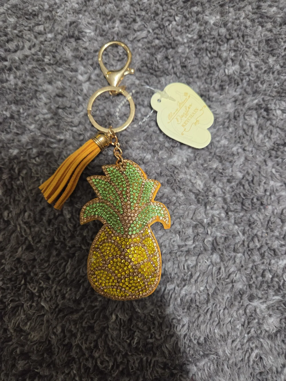 Sparkling Pineapple Keychain  - Yellow & Green